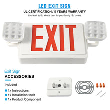 Load image into Gallery viewer, Red emergency exit Light